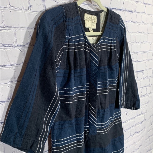 Ace & Jig Women Striped 3/4 Sleeve Shift Dress Navy White Size S Casual - Picture 2 of 7